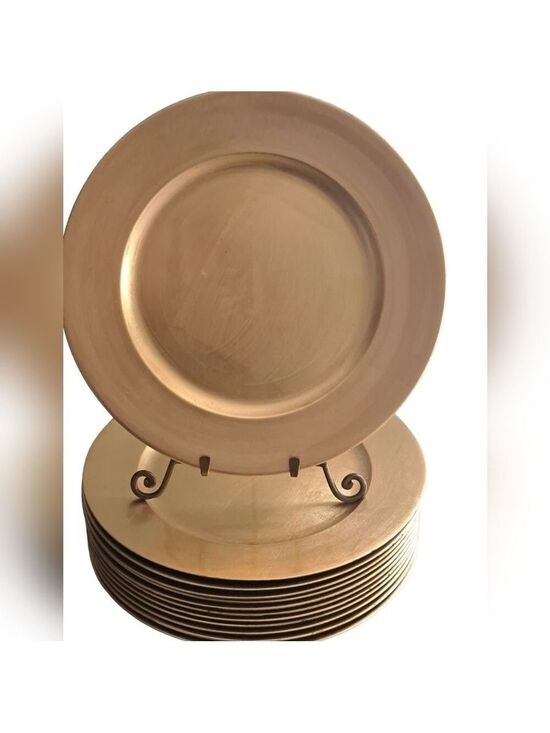 Bowring Other - BOWRING tradition gold charger plates lacquered 13" round wedding holiday 12